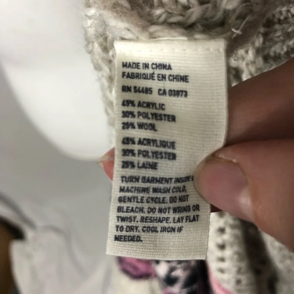 American Eagle Fair Isle Wool Blend Sweater XS Gray Purple Women's
